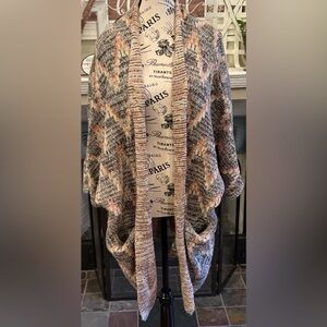 Ariat Macave Chevron Knit Cardigan Sweater Wool Small Medium Western Aztec Brown